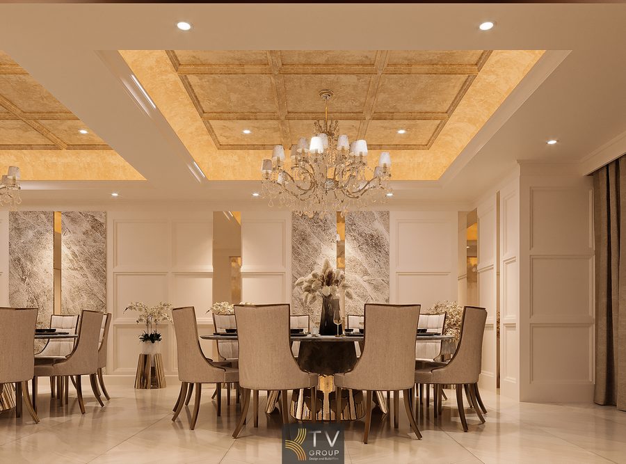 Phòng VIP nhà hàng sang trọng với tranh nghệ thuật điểm nhấn đầy màu sắc