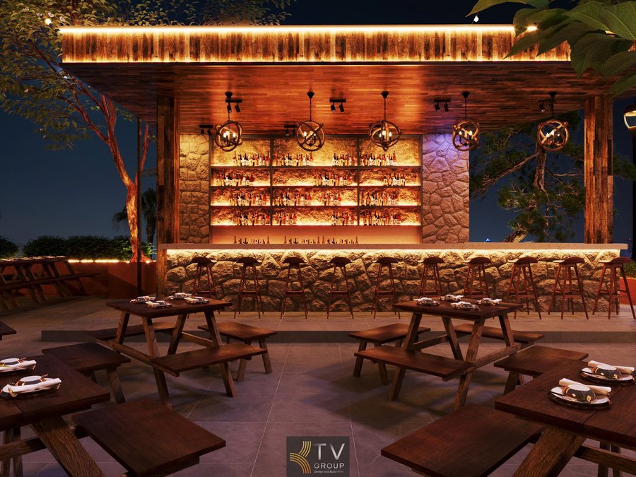 Dự án Thiết kế thi công nhà hàng Alo Beer Food Garden Phú Quốc Kiên Giang được triển khai theo mô hình Beer – Food – Garden – Bar – Giải trí, phù hợp với nhu cầu vui chơi – ẩm thực về đêm tại khu du lịch biển. Với diện tích hơn 1000m², không gian được tổ chức mạch lạc theo trục từ ngoài nhìn vào trong, giúp khách dễ dàng cảm nhận quy mô, sự sôi động và tính chuyên nghiệp ngay từ cái nhìn đầu tiên. 