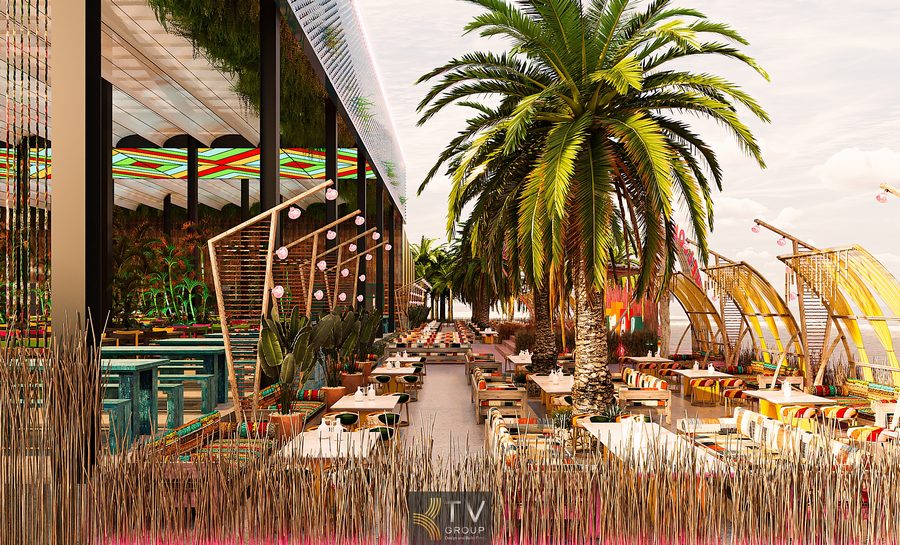 Thiết kế Coco Garden phong cách Thái ứng dụng không gian mở, nội thất mây tre – gỗ tự nhiên, tối ưu công năng vận hành và trải nghiệm ẩm thực – giải trí