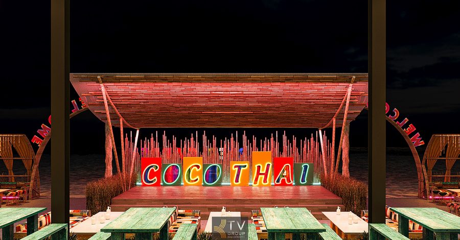 Khám phá thiết kế nhà hàng Coco Garden phong cách Thái với sân khấu trung tâm, không gian mở nhiệt đới, kết hợp ẩm thực và giải trí hiện đại. 