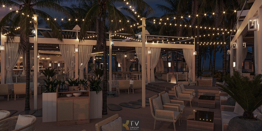 Không gian nhà hàng view biển được thiết kế thoáng, hạn chế vách ngăn, giúp khách hàng dễ dàng cảm nhận gió biển, âm thanh sóng và khung cảnh thiên nhiên xung quanh. 