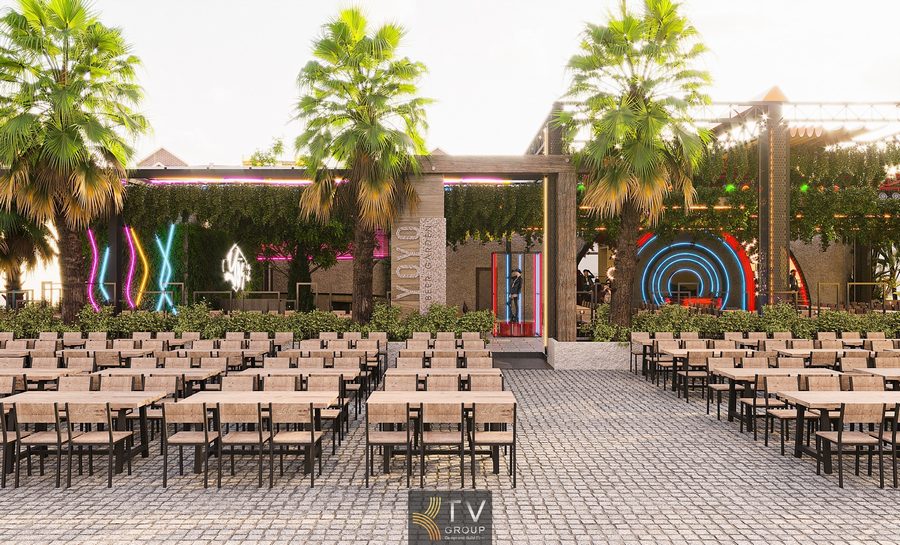 Thiết kế Beer Garden TPHCM tối ưu ánh sáng và vật liệu cho mô hình kinh doanh đêm 555