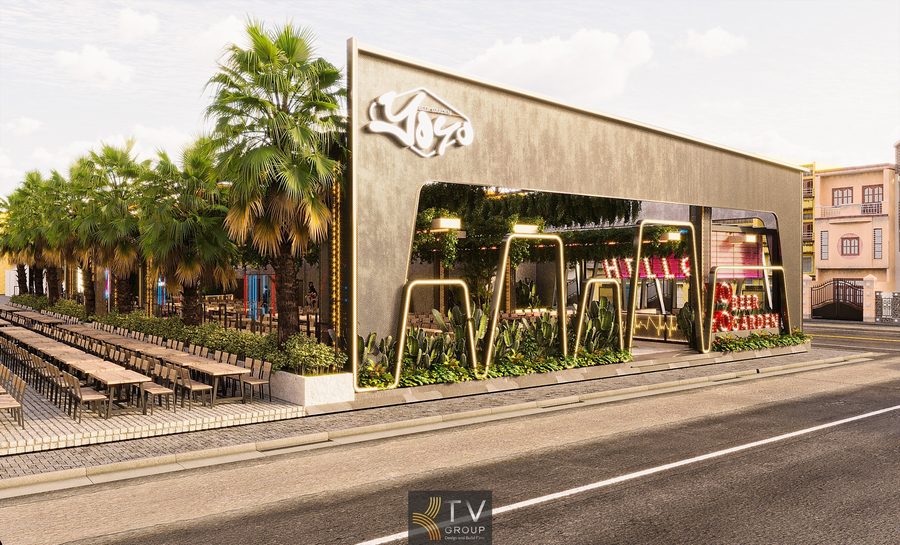 Mô hình Beer Garden TPHCM layout đẹp dễ vận hành và thu hút Chiếu sáng Beer Garden hiệu ứng màu giúp không gian nổi bật từ xa