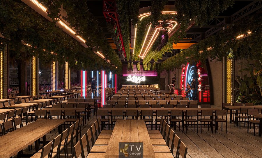 Thiết kế Beer Garden TPHCM tối ưu ánh sáng và vật liệu cho mô hình kinh doanh đêm 7