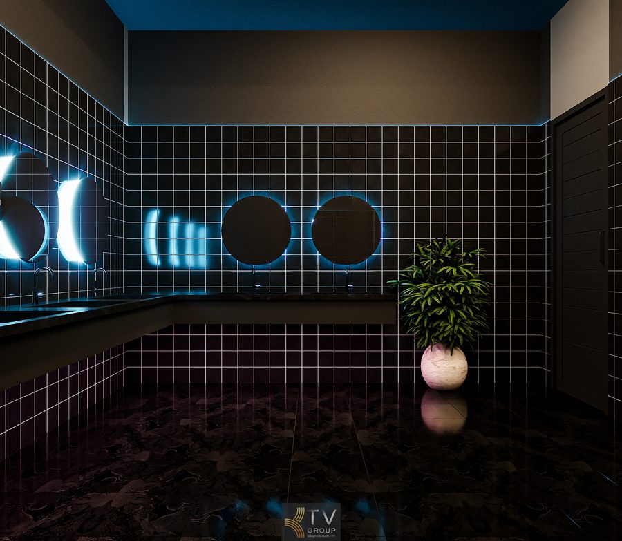 Thiết kế Beer Garden Phan Thiết chú trọng góc WC sạch sẽ, ánh sáng nhẹ, vật liệu bền, bố trí khoa học, đảm bảo công năng sử dụng và trải nghiệm khách hàng trong không gian giải trí ngoài trời. 