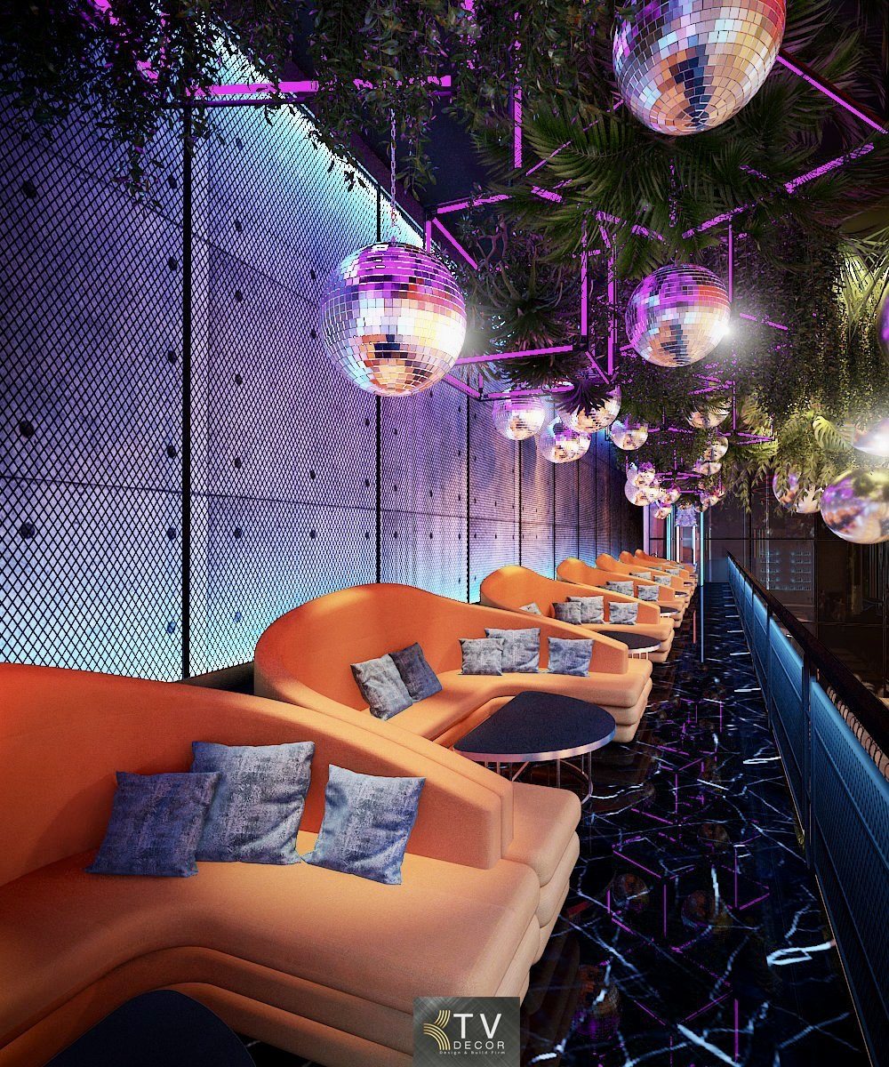 Thiết kế thi công nhà hàng Beer Food Garden phong cách hiện đại, ánh sáng neon, KTV DECOR báo giá trọn gói