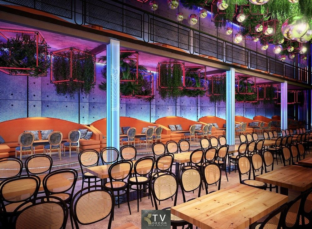 Thiết kế thi công nhà hàng Beer Food Garden trọn gói, không gian tầng trệt hiện đại, KTV DECOR báo giá chi tiết