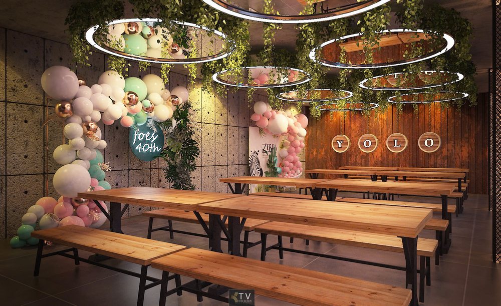 Thiết kế thi công khu tiệc riêng Beer Food Garden – Phong cách hiện đại kết hợp không gian xanh tại KTV DECOR