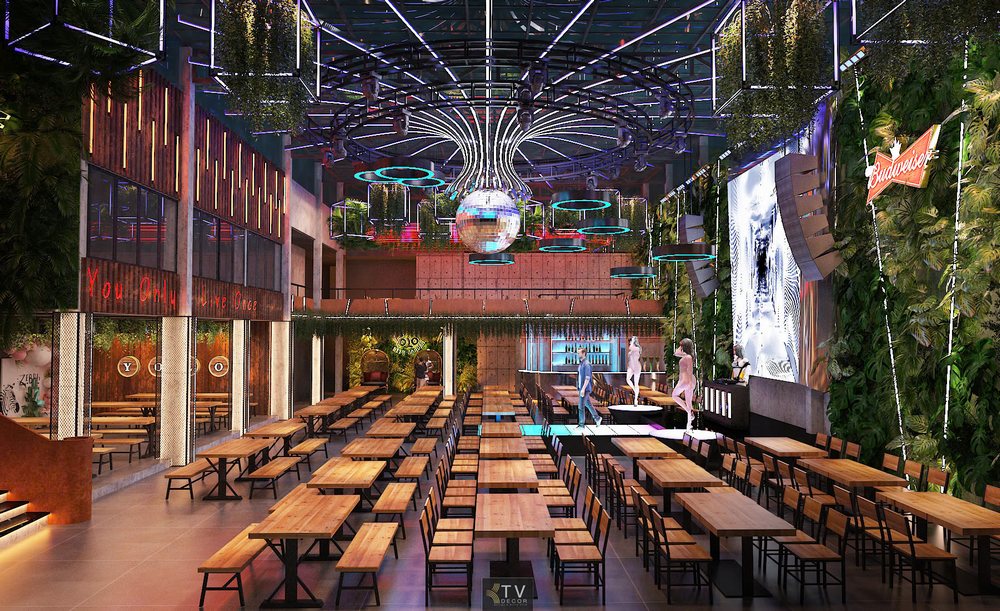 Thiết Kế Không Gian Trung Tâm Nhà Hàng Beer Garden Đẳng Cấp | KTV Decor