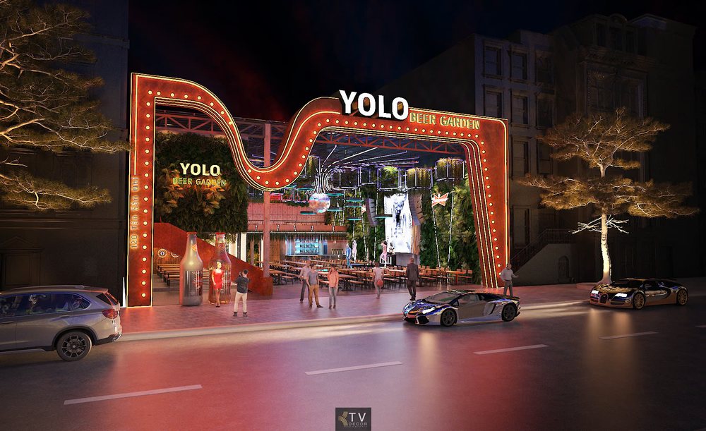 Thiết kế Thi Công Mặt Tiền Quảng Cáo Nhà Hàng Beer Food Garden YOLO – Bước Đột Phá Từ KTV DECOR 