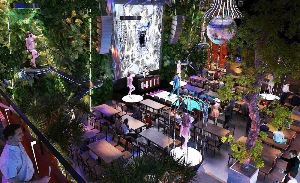 Khu vực thưởng thức bia và BBQ trong nhà hàng Beer Garden