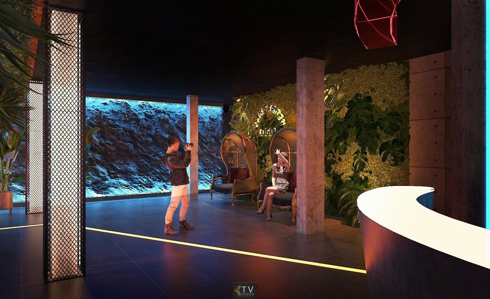 Góc chill ngoài trời nhà hàng Beer Food Garden về đêm