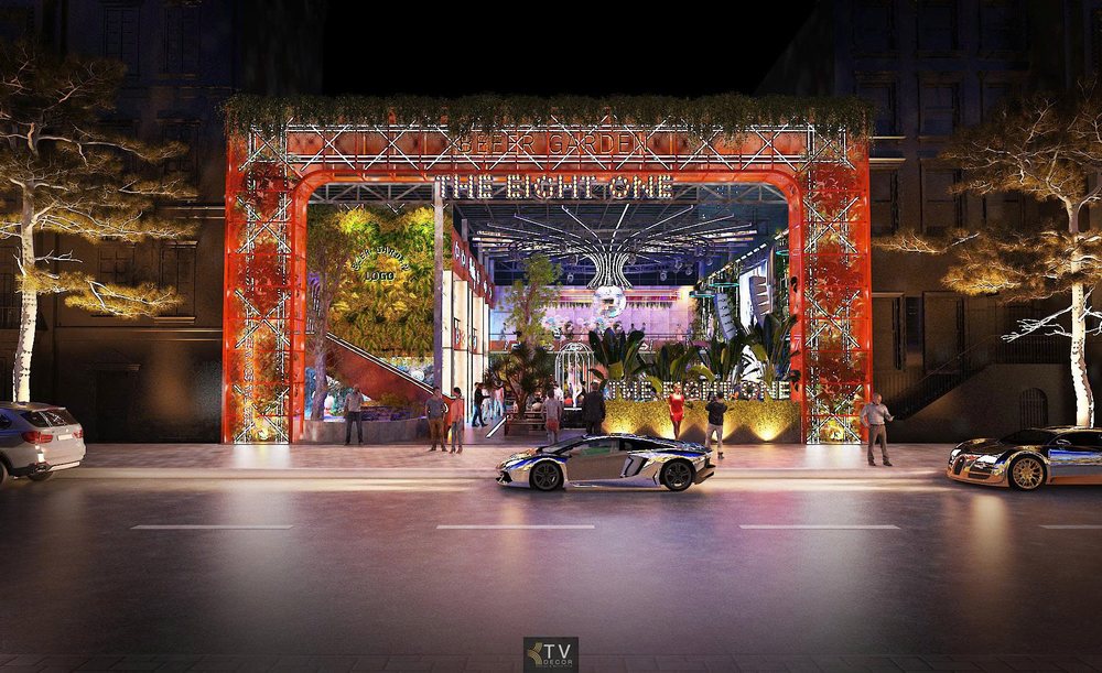 Không gian tổ chức tiệc Beer Food Garden rộng rãi, xanh mát
