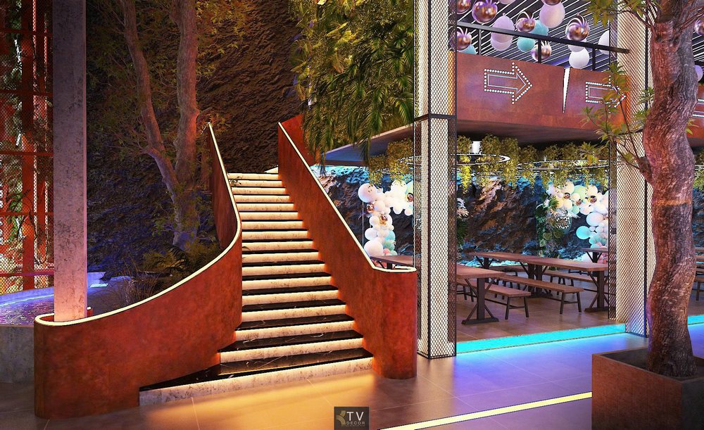 Nhà hàng Beer Garden kết hợp khu vực ăn uống và sân khấu biểu diễn
