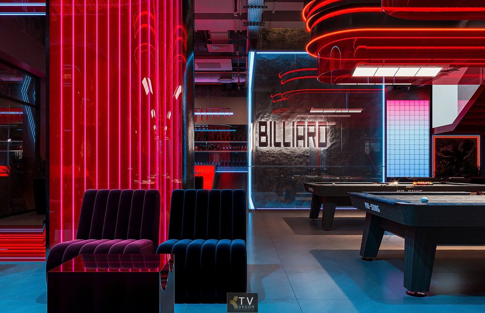 Thi công bida club 1000m² chuyên nghiệp bởi KTV DECOR Hệ thống bàn bida cao cấp thiết kế đồng bộ