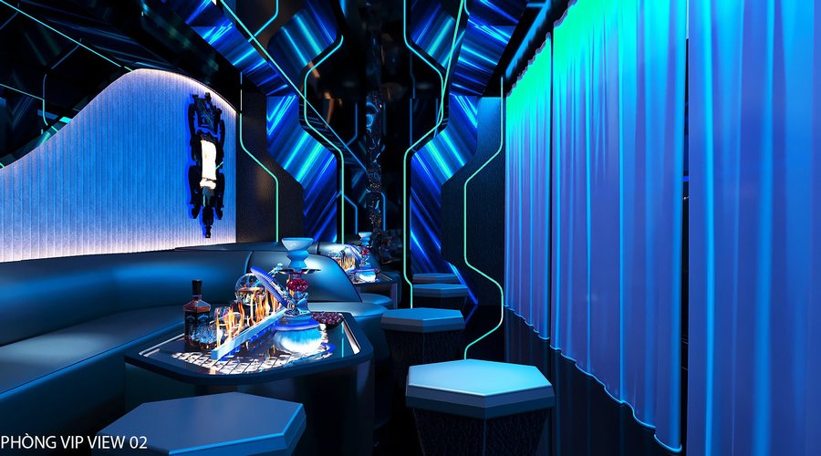 Thiết kế thi công Lounge Bar tại TP.HCM với phòng VIP riêng biệt, phong cách futuristic hiện đại, tối ưu công năng, ánh sáng và trải nghiệm khách hàng cao cấp. 