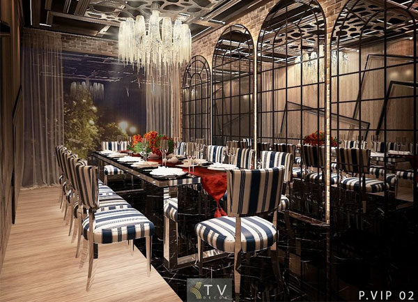 Thiết kế thi công nội thất nhà hàng phòng Vip