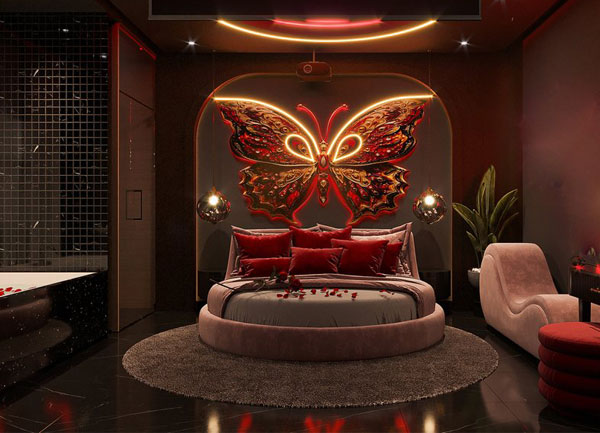 Thiết Kế Phòng Khách Sạn Chủ Đề Tình Yêu Mẫu Hồ Điệp Nghệ Thuật