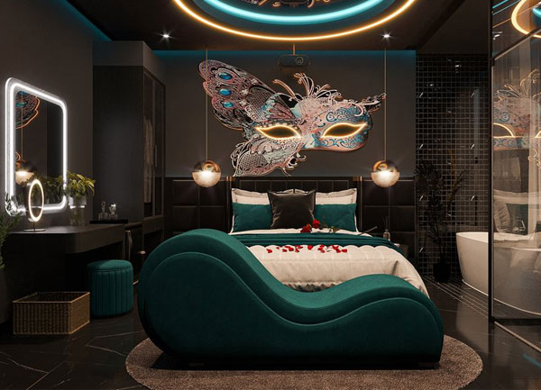 Thiết kế phòng khách sạn chủ đề tình yêu phong cách Luxury Mask