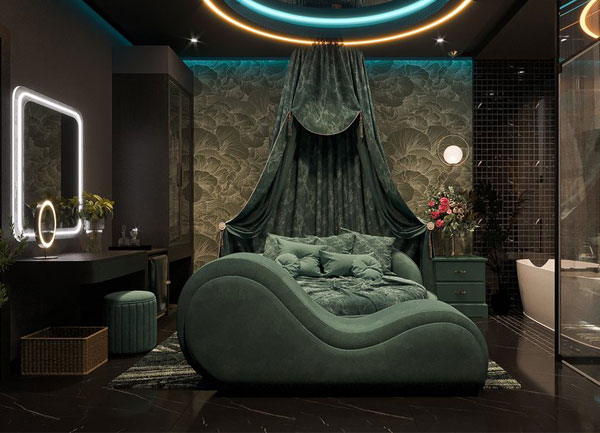 Thiết kế phòng khách sạn chủ đề tình yêu phong cách Lãng Mạn Emerald