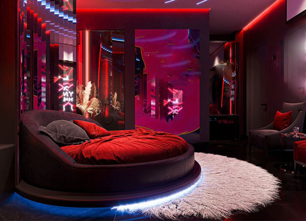 Thiết kế thi công phòng khách sạn chủ đề lãng mạn phong cách Red Vision