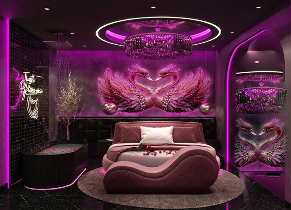 Thiết Kế  Thi Công Phòng Khách Sạn Chủ Đề Lãng Mạn