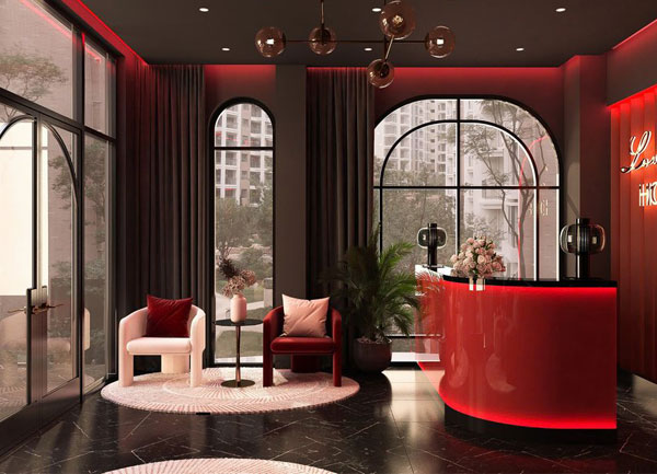 Thiết kế thi công sảnh khách sạn chủ đề lãng mạn sang trọng