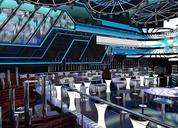 Thiết kế Bar Club mang phong cách tương lai với trần LED nghệ thuật