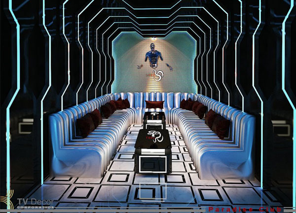 Thiết kế khu vực ghế ngồi trung tâm Lounge Seating của Bar Club