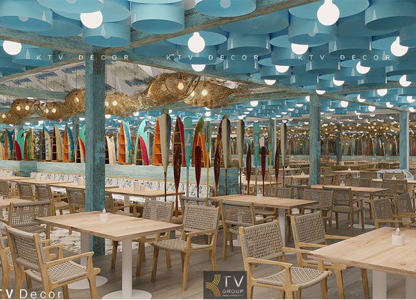 Thiết kế nội thất Beer Garden Hải Cảng Seafood – Beer tại NovaWorld