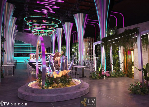 Thiết Kế Thi Công Nhà Hàng Beer Garden Không Gian Mở Khung Thép TPHCM Điểm Nhấn