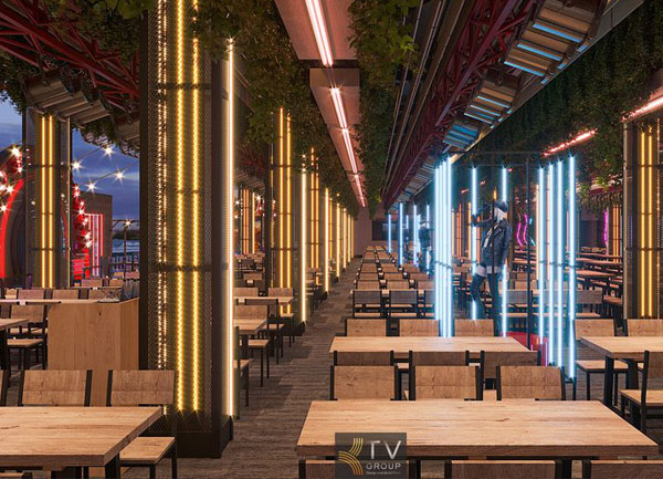 Thiết Kế Beer Garden Phan Thiết – Không Gian Bàn Ghế Trung Tâm