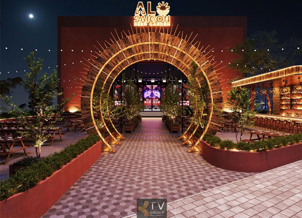 Thiết kế thi công nhà hàng Alo Beer Food Garden Phú Quốc Kiên Giang Mặt tiền ấn tượng