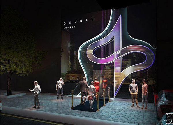 Thiết kế thi công Double Lounge TP.HCM Mặt tiền ánh sáng nghệ thuật
