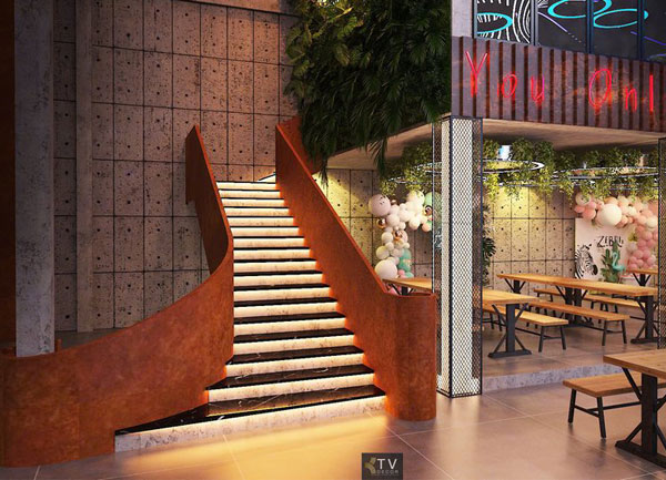 Thiết Kế Thi Công Nhà Hàng Beer Food Garden Tại TP.HCM Điểm Nhấn Lối Đi