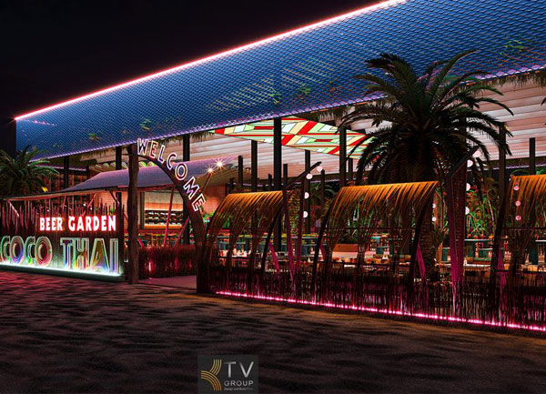 Dự án thiết kế nhà hàng Coco Garden phong cách Thái góc mặt tiền phụ