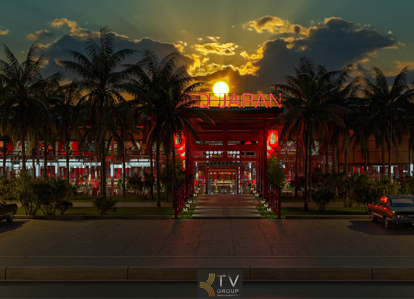 Thiết kế nhà hàng phong cách Nhật BBQ Japan Garden Góc Mặt tiền