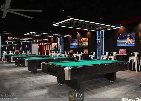 Thiết Kế Thi Công CLB Bida Billiards 20 Bàn 700m² Chuẩn Kinh Doanh