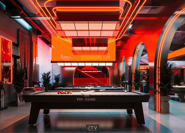 Thiết Kế Thi Công Bida Billiards 10 Bàn 350m² Phong Cách Lounge