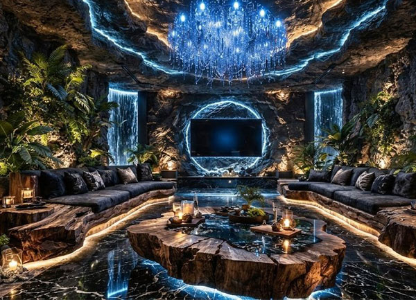 Thiết kế karaoke KTV phong cách Jungle Lounge tại TPHCM không gian hang đá sang trọng