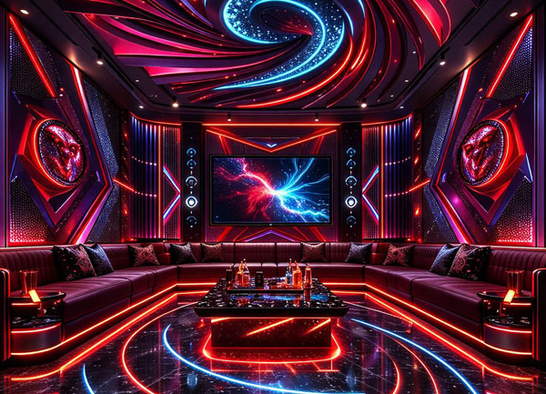 Thiết kế phòng karaoke KTV futuristic trần galaxy tại TPHCM