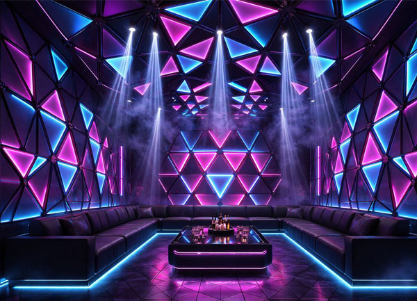 Thiết kế Karaoke KTV Cyber LED Hình Học Nightlife tại Biên Hòa