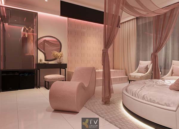 Thiết Kế Thi Công Phòng Khách Sạn Chủ Đề Tình Yêu Góc Bàn Trang Điểm