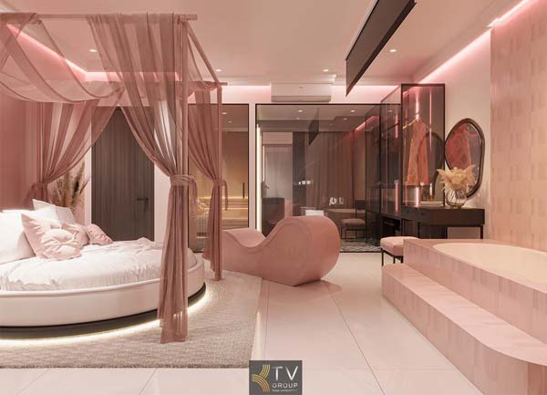 Thiết Kế Thi Công Phòng Khách Sạn Chủ Đề Tình Yêu Góc Tổng Thể