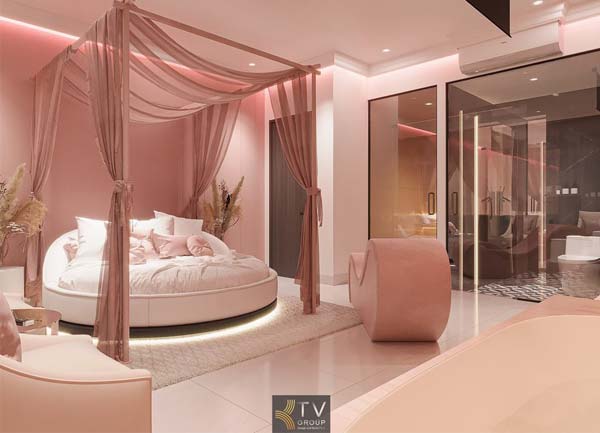 Thiết Kế Thi Công Phòng Khách Sạn Concept Màu Hồng tại TPHCM