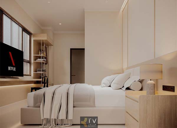 Thiết kế thi công phòng khách sạn phong cách Warm Minimal tại TPHCM