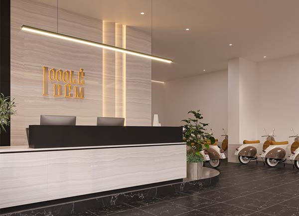 Thiết kế thi công tiếp tân khách sạn Open Light Minimal tại TPHCM