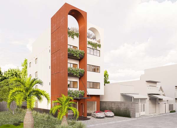 Thiết kế khách sạn tại TPHCM Modern Tropical – Mặt tiền xanh ấn tượng