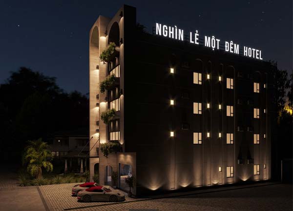 Thiết kế thi công  mặt tiền khách sạn phong cách Modern Romantic