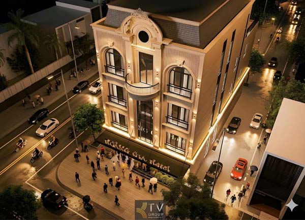 Thiết kế thi công mặt tiền tân cổ điển  khách sạn chủ đề tình yêu